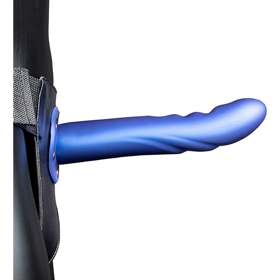 Ouch-strap-on Curvo Texturizado - 8 / 20 Cm-azul Metalizado