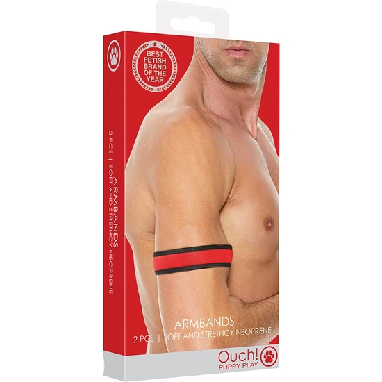 OUCH PUPPY PLAY - NEOPRENE ARMBANDS - ROJO